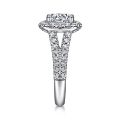 Hot Gabriel & Co. James - 14K White Gold Cushion Halo Round Diamond Engagement Ring