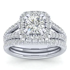 Online Gabriel & Co. James - 14K White Gold Cushion Halo Diamond Engagement Ring