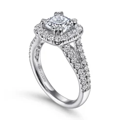 Online Gabriel & Co. James - 14K White Gold Cushion Halo Diamond Engagement Ring