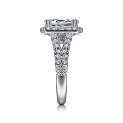 Clearance Gabriel & Co. James - 14K White Gold Halo Emerald Cut Diamond Engagement Ring