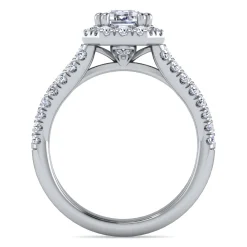 Sale Gabriel & Co. James - 14K White Gold Halo Emerald Cut Diamond Engagement Ring