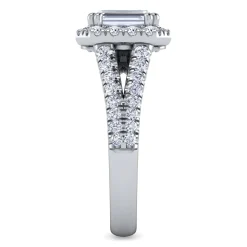 Sale Gabriel & Co. James - 14K White Gold Halo Emerald Cut Diamond Engagement Ring