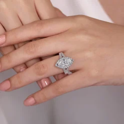 Hot Gabriel & Co. James - 14K White Gold Marquise Shape Halo Diamond Engagement Ring