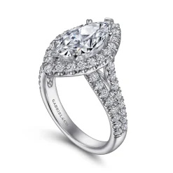 Hot Gabriel & Co. James - 14K White Gold Marquise Shape Halo Diamond Engagement Ring