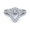 New Gabriel & Co. James - 14K White Gold Pear Shape Halo Diamond Engagement Ring