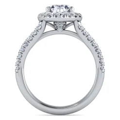 New Gabriel & Co. James - 14K White Gold Pear Shape Halo Diamond Engagement Ring