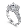 Clearance Gabriel & Co. James - 14K White Gold Princess Halo Diamond Engagement Ring