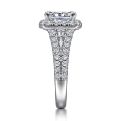 Clearance Gabriel & Co. James - 14K White Gold Princess Halo Diamond Engagement Ring
