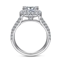 Clearance Gabriel & Co. James - 14K White Gold Princess Halo Diamond Engagement Ring