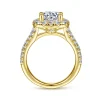 Discount Gabriel & Co. James - 14K Yellow Gold Cushion Halo Round Diamond Engagement Ring