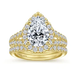 Online Gabriel & Co. James - 14K Yellow Gold Pear Shape Halo Diamond Engagement Ring