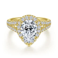 Online Gabriel & Co. James - 14K Yellow Gold Pear Shape Halo Diamond Engagement Ring