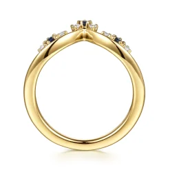 Best Gabriel & Co. Janay - 14K Yellow Gold Prong Set Sapphire and Diamond Anniversary Band - 0.07 ct