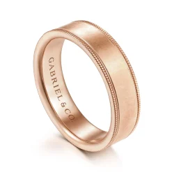 Outlet Gabriel & Co. Jason - 14K Rose Gold 6mm - Men's Wedding Band in Sandblast Finish
