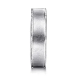 Clearance Gabriel & Co. Jason - 14K White Gold 6mm - Men's Wedding Band in Sandblast Finish