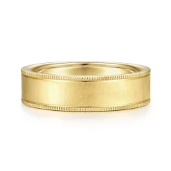 New Gabriel & Co. Jason - 14K Yellow Gold 6mm - Men's Wedding Band in Sandblast Finish