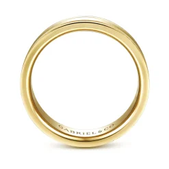 New Gabriel & Co. Jason - 14K Yellow Gold 6mm - Men's Wedding Band in Sandblast Finish