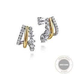Hot Gabriel & Co. J Hoop Earrings 14K White and Yellow Gold Diamond 0.75ct