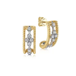 Clearance Gabriel & Co. J Hoop Earrings 14K White and Yellow Gold Diamond 0.25ct Bujukan