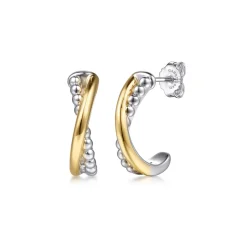 Hot Gabriel & Co. J Hoop Earrings 14K Yellow Gold and 925 Sterling Silver Bujukan
