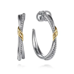 New Gabriel & Co. J Hoop Earrings 14K Yellow Gold and 925 Sterling Silver Bujukan