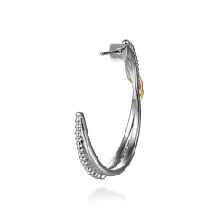 New Gabriel & Co. J Hoop Earrings 14K Yellow Gold and 925 Sterling Silver Bujukan