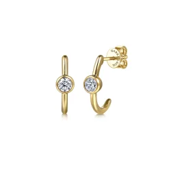 Outlet Gabriel & Co. J Hoop Earrings 14K Yellow Gold White Sapphire