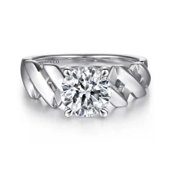 Hot Gabriel & Co. Joie - 14K White Gold Twisted Diamond Engagement Ring