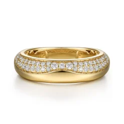 Best Gabriel & Co. Jojo - 14K Yellow Gold Beads setting Diamond Anniversary Band - 0.35 ct