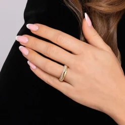 Best Gabriel & Co. Jojo - 14K Yellow Gold Beads setting Diamond Anniversary Band - 0.35 ct
