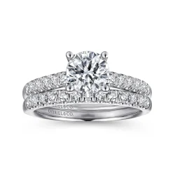 Clearance Gabriel & Co. Jones - 14K White Gold Round Diamond Engagement Ring
