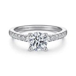 Clearance Gabriel & Co. Jones - 14K White Gold Round Diamond Engagement Ring