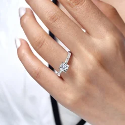 Clearance Gabriel & Co. Jones - 14K White Gold Round Diamond Engagement Ring