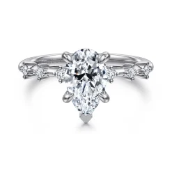 Hot Gabriel & Co. Joplin - 14K White Gold Pear Shape Diamond Engagement Ring