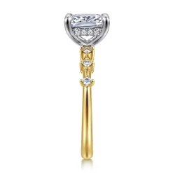 Sale Gabriel & Co. Joplin - 14K White-Yellow Gold Elongated Cushion Diamond Engagement Ring