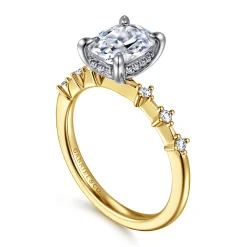 Sale Gabriel & Co. Joplin - 14K White-Yellow Gold Elongated Cushion Diamond Engagement Ring