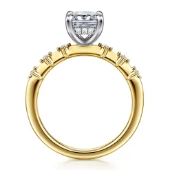 Sale Gabriel & Co. Joplin - 14K White-Yellow Gold Elongated Cushion Diamond Engagement Ring