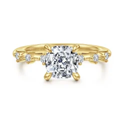 New Gabriel & Co. Joplin - 14K Yellow Gold Cushion Cut Diamond Engagement Ring