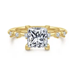 Best Gabriel & Co. Joplin - 14K Yellow Gold Princess Cut Diamond Engagement Ring