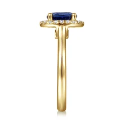 Hot Gabriel & Co. Jordana - 14K Yellow Gold Oval Halo Sapphire and Diamond Engagement Ring