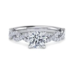 Hot Gabriel & Co. Josefina - 14K White Gold Twisted Round Diamond Engagement Ring