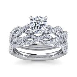 Hot Gabriel & Co. Josefina - 14K White Gold Twisted Round Diamond Engagement Ring
