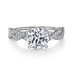 Outlet Gabriel & Co. Josefina - 14K White Gold Twisted Round Diamond Engagement Ring