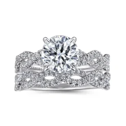 Outlet Gabriel & Co. Josefina - 14K White Gold Twisted Round Diamond Engagement Ring