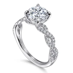 Outlet Gabriel & Co. Josefina - 14K White Gold Twisted Round Diamond Engagement Ring