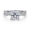 New Gabriel & Co. Josefina - 14K White Gold Twisted Round Diamond Engagement Ring