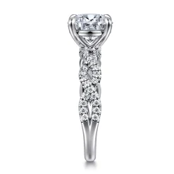 New Gabriel & Co. Josefina - 14K White Gold Twisted Round Diamond Engagement Ring