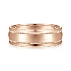 Gabriel & Co. Joseph - 14K Rose Gold 7mm - Men's Wedding Band in Satin Finish