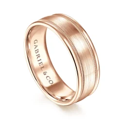 Gabriel & Co. Joseph - 14K Rose Gold 7mm - Men's Wedding Band in Satin Finish