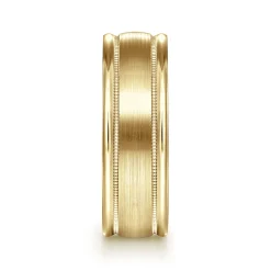 Discount Gabriel & Co. Joseph - 14K Yellow Gold 7mm - Men's Wedding Band in Satin Finish